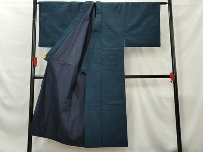 平和屋着物●男性 紬 アンサンブル 色留袖 紺瑠璃色 正絹 逸品 AABA6050cs