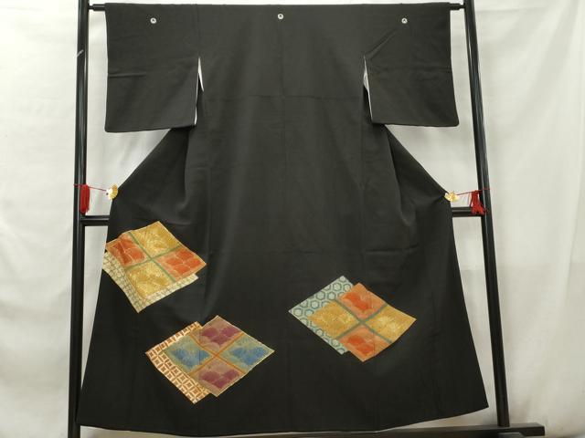 平和屋着物■豪華黒留袖　駒刺繍　花菱文　金彩　三越扱い　正絹　逸品　AABA6092cs