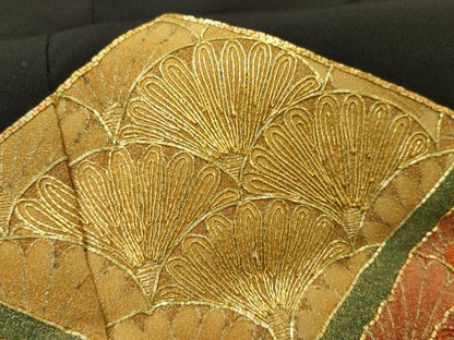 平和屋着物■豪華黒留袖　駒刺繍　花菱文　金彩　三越扱い　正絹　逸品　AABA6092cs