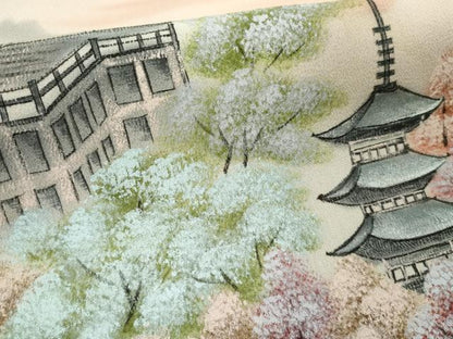 平和屋着物■豪華黒留袖　手描き　風景樹林文　暈し染め　正絹　逸品　AABA6225cs