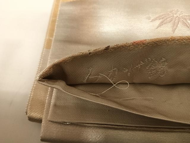 平和屋着物◎六通柄袋帯　唐織　みかげ錦　裂取松竹文　金銀糸　引箔　正絹　逸品　AABA6247yx