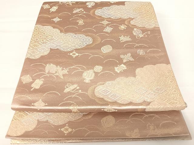 平和屋着物◎六通柄袋帯 宝尽くし 金銀糸 正絹 逸品 AABA6259yx