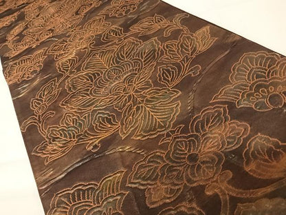 平和屋着物◎六通柄袋帯　更紗花文　正絹　逸品　AABA6262yx