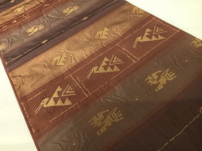 平和屋着物◎六通柄袋帯　飛鳥文　金糸　正絹　逸品　AABA6265yx