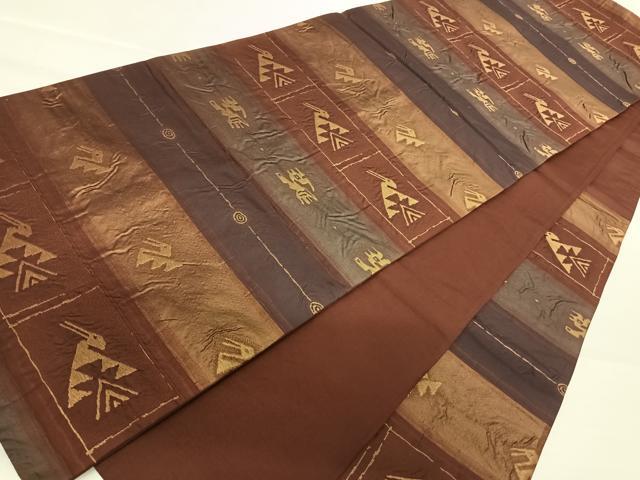 平和屋着物◎六通柄袋帯　飛鳥文　金糸　正絹　逸品　AABA6265yx