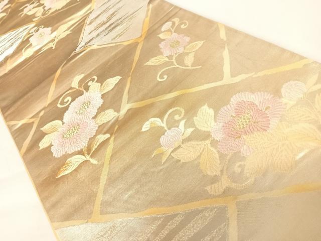平和屋着物◎六通柄袋帯　唐織　草花文　金銀糸　正絹　逸品　AABA6275yx