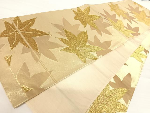 平和屋着物◎六通柄袋帯　舞楓文　金糸　正絹　逸品　AABA6279yx