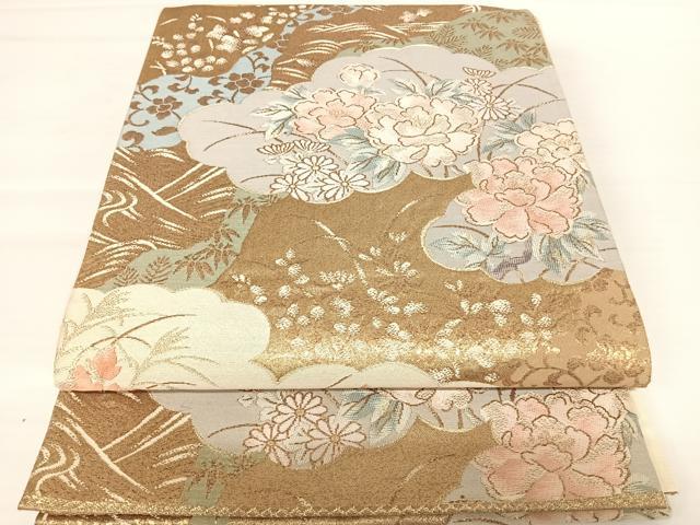 平和屋着物◎西陣　六通柄袋帯　唐織　光琳優美文　金糸　正絹　逸品　AABA6289yx