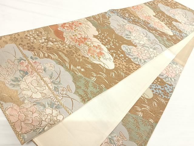 平和屋着物◎西陣　六通柄袋帯　唐織　光琳優美文　金糸　正絹　逸品　AABA6289yx