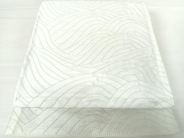 平和屋着物◎六通柄袋帯　ふくれ織　立波文　正絹　逸品　AABA6290yx