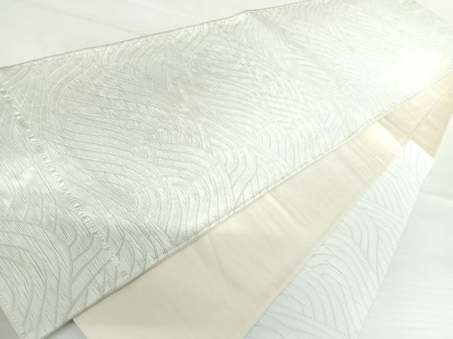 平和屋着物◎六通柄袋帯　ふくれ織　立波文　正絹　逸品　AABA6290yx