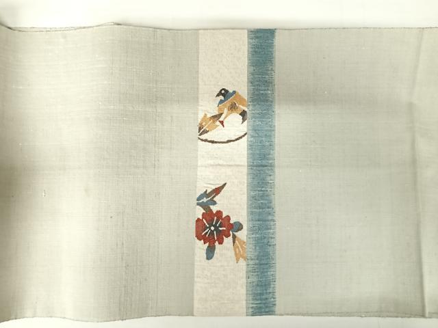 平和屋着物◎太鼓柄袋帯 紬地 花鳥文 正絹 逸品 AABA6309yx