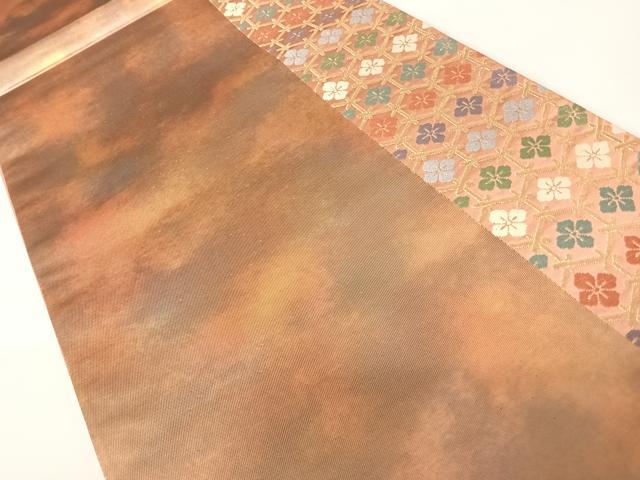 平和屋着物◎六通柄袋帯 唐織 霞亀甲花文 金糸 正絹 逸品 AABA6312yx