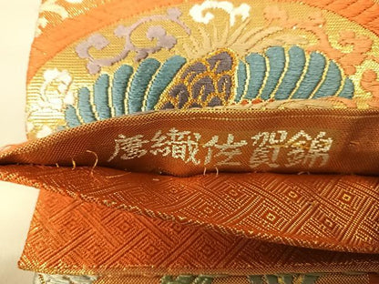 平和屋着物◎佐賀錦　六通柄袋帯　唐織　鉄線丸文　金糸　正絹　逸品　AABA6330yx