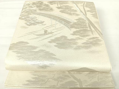 平和屋着物◎六通柄袋帯 京の栞 銀糸 正絹 逸品 AABA6332yx
