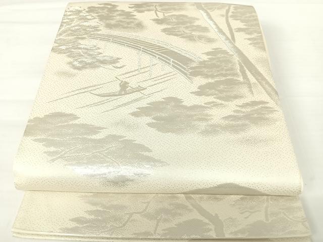 平和屋着物◎六通柄袋帯 京の栞 銀糸 正絹 逸品 AABA6332yx