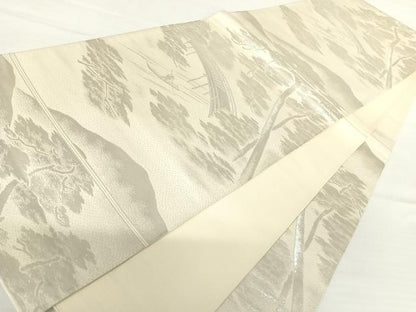 平和屋着物◎六通柄袋帯 京の栞 銀糸 正絹 逸品 AABA6332yx