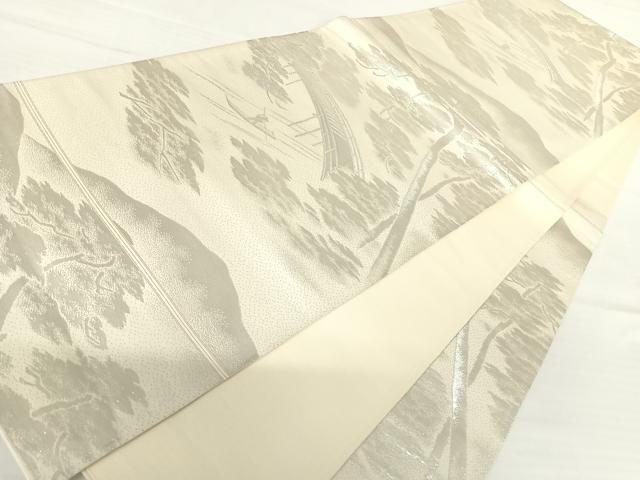 平和屋着物◎六通柄袋帯 京の栞 銀糸 正絹 逸品 AABA6332yx
