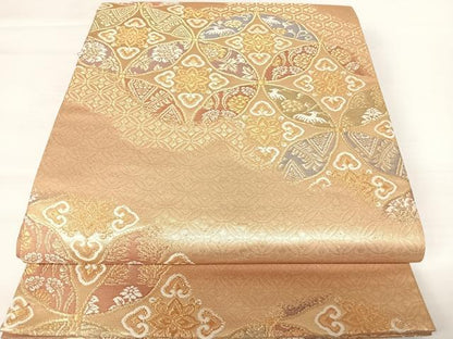平和屋着物◎六通柄袋帯 唐織 吉祥花鳥文 金糸 正絹 逸品 AABA6341yx