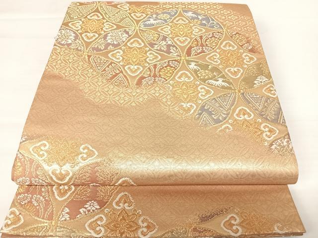 平和屋着物◎六通柄袋帯 唐織 吉祥花鳥文 金糸 正絹 逸品 AABA6341yx