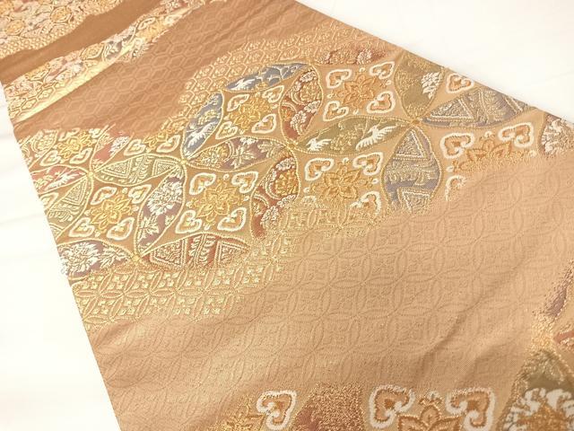 平和屋着物◎六通柄袋帯 唐織 吉祥花鳥文 金糸 正絹 逸品 AABA6341yx