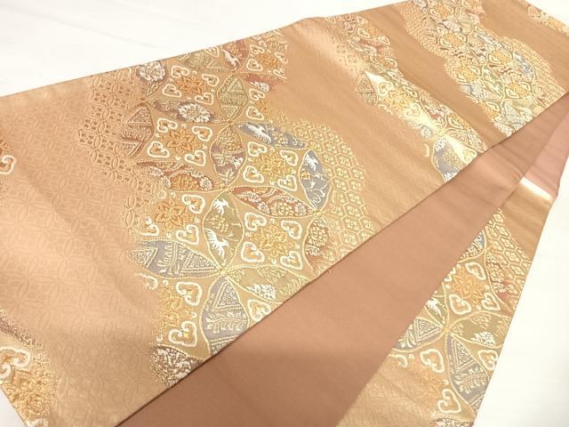 平和屋着物◎六通柄袋帯 唐織 吉祥花鳥文 金糸 正絹 逸品 AABA6341yx