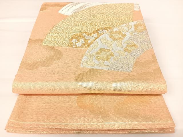 平和屋着物◎綴れ 六通柄袋帯 地紙花文 金銀糸 正絹 逸品 AABA6344yx
