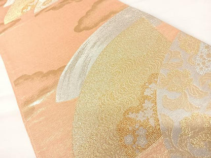 平和屋着物◎綴れ 六通柄袋帯 地紙花文 金銀糸 正絹 逸品 AABA6344yx
