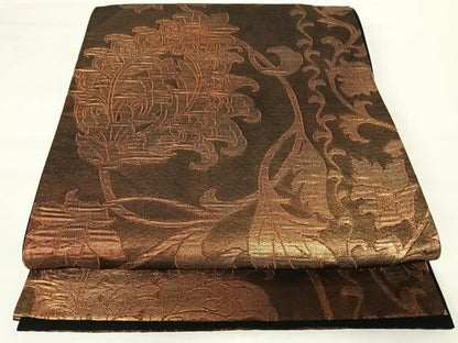 平和屋着物◎六通柄袋帯　更紗花文　金糸　正絹　逸品　AABA6351yx