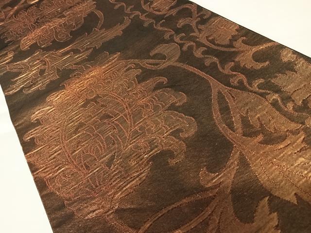 平和屋着物◎六通柄袋帯　更紗花文　金糸　正絹　逸品　AABA6351yx