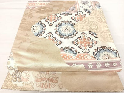 平和屋着物◎六通柄袋帯 唐織 更紗花文 金糸 正絹 逸品 AABA6354yx