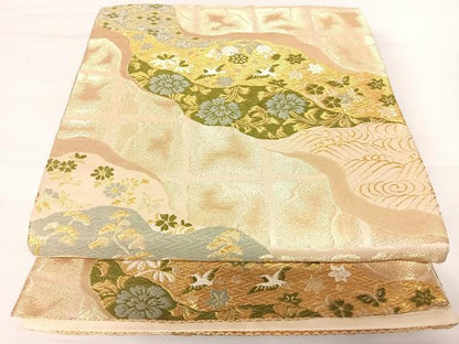 平和屋着物◎六通柄袋帯　唐織　道長更紗花文　金糸　正絹　逸品　AABA6358yx