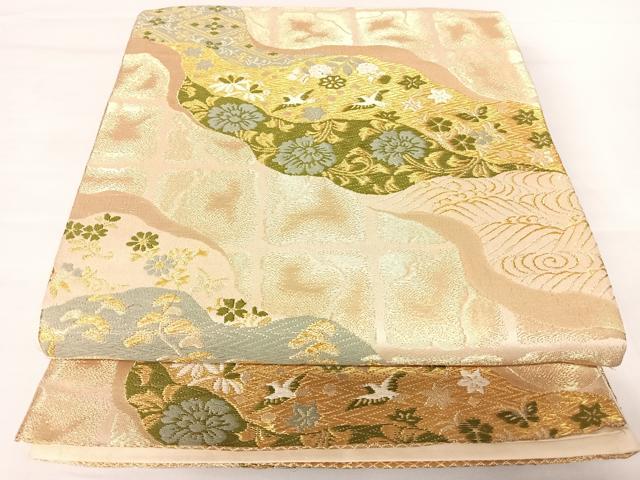 平和屋着物◎六通柄袋帯　唐織　道長更紗花文　金糸　正絹　逸品　AABA6358yx