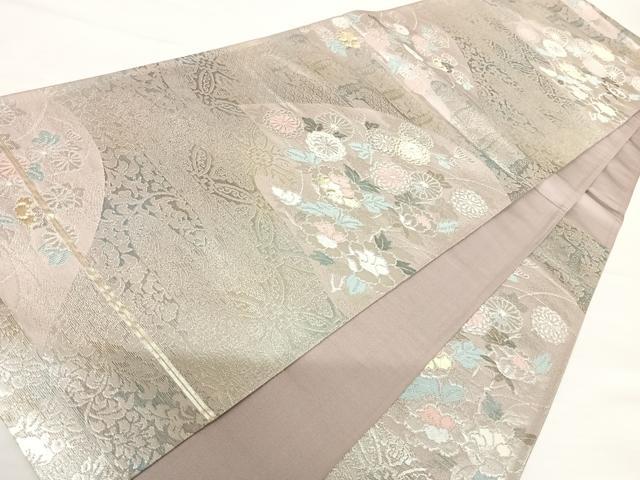平和屋着物◎六通柄袋帯　草花文　金銀糸　正絹　逸品　AABA6363yx