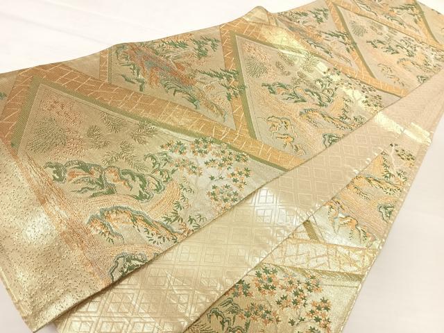 平和屋着物◎佐賀錦　六通柄袋帯　風景文　金銀糸　正絹　逸品　AABA6385yx