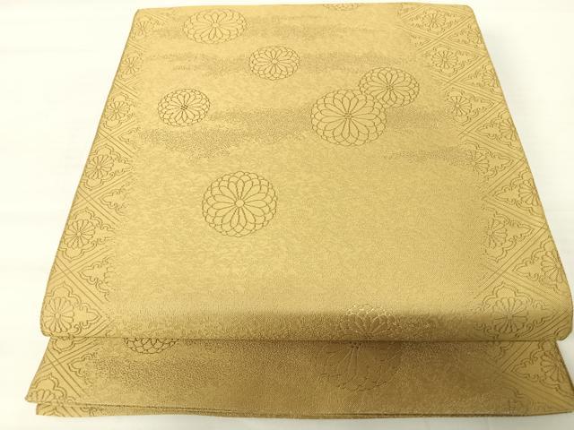 平和屋着物◎六通柄袋帯　紹紦　君子菊　金糸　正絹　逸品　AABA6388yx