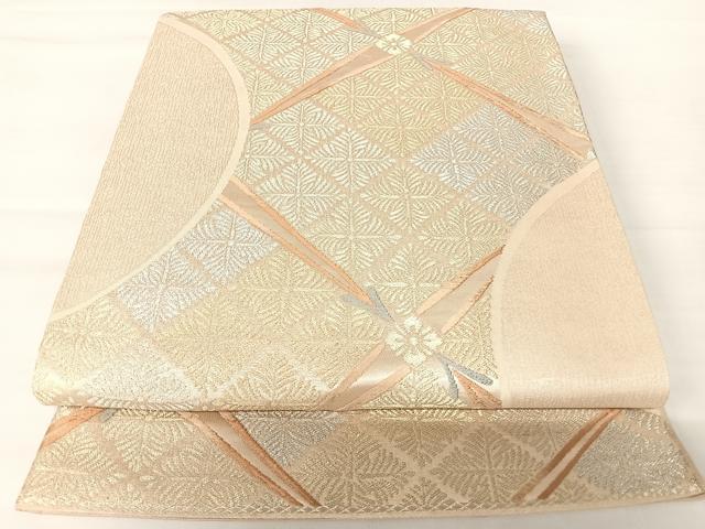 平和屋着物◎六通柄袋帯 唐織 幾何学花文 金銀糸 正絹 逸品 AABA6400yx