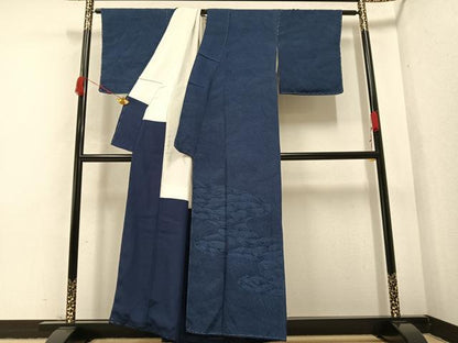 平和屋着物●訪問着　江戸小紋　立波文　正絹　逸品　未使用　AABA6410ph