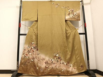 平和屋着物●訪問着 枝花文 暈し染め 金彩 やまと誂製 正絹 逸品 未使用 AABA6411ph