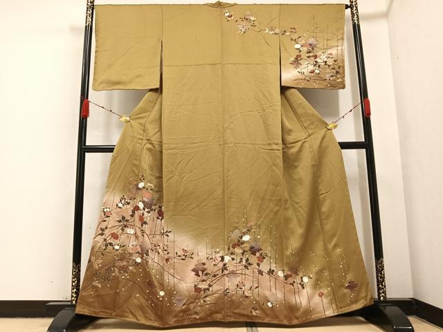 平和屋着物●訪問着 枝花文 暈し染め 金彩 やまと誂製 正絹 逸品 未使用 AABA6411ph