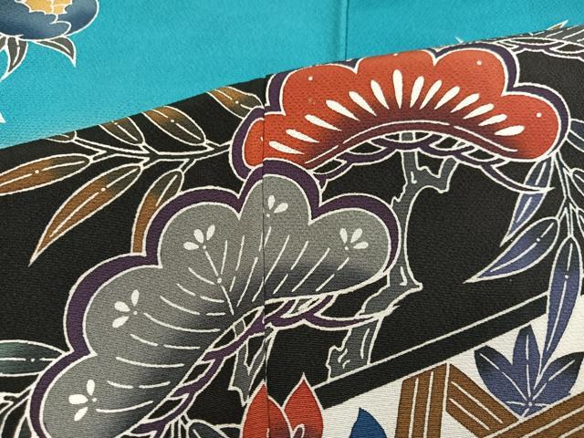 平和屋着物●紅型　振袖　花鳥文　暈し染め　正絹　逸品　AABA6415ph
