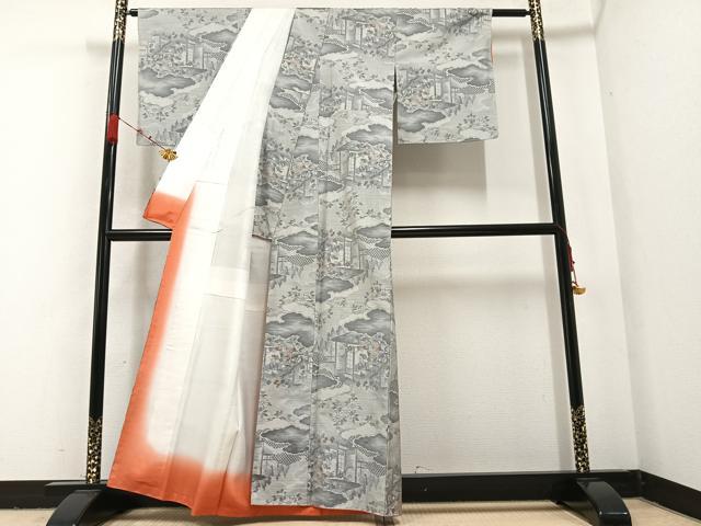 平和屋着物●本場大島紬 一元7マルキ 総絣 女人風景花文 正絹 逸品 未使用 AABA6421ph