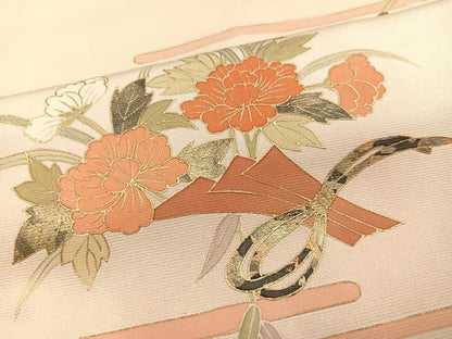 平和屋着物●訪問着 駒刺繍 エ霞花車文 暈し染め 金彩 正絹 逸品 AABA6424ph