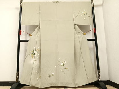 平和屋着物●訪問着　友禅　枝花文　暈し染め　正絹　逸品　AABA6430ph