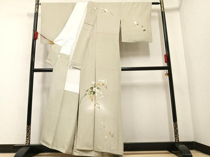 平和屋着物●訪問着　友禅　枝花文　暈し染め　正絹　逸品　AABA6430ph