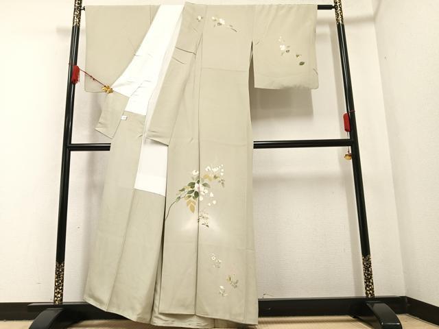 平和屋着物●訪問着　友禅　枝花文　暈し染め　正絹　逸品　AABA6430ph