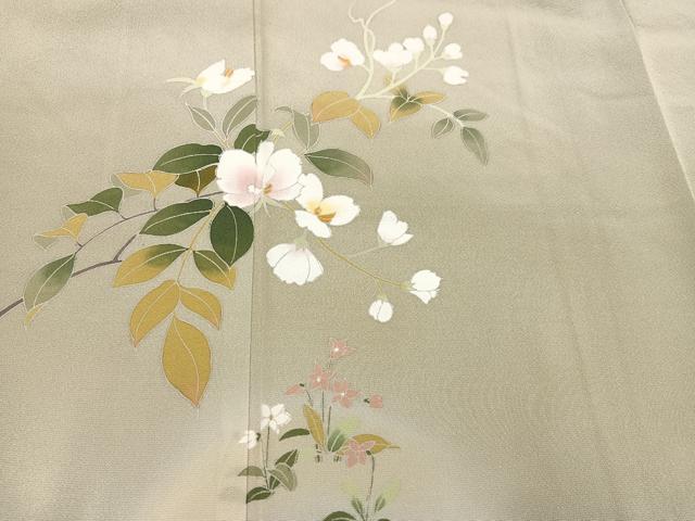 平和屋着物●訪問着　友禅　枝花文　暈し染め　正絹　逸品　AABA6430ph