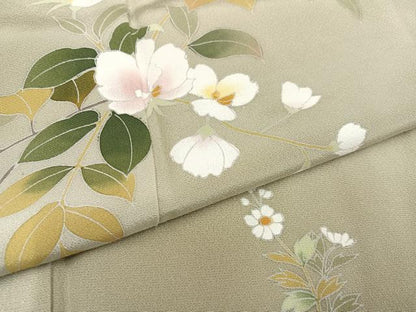 平和屋着物●訪問着　友禅　枝花文　暈し染め　正絹　逸品　AABA6430ph