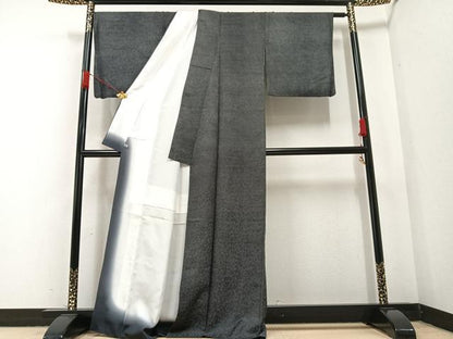 平和屋着物●江戸小紋　作家物　鮫小紋柄　唐草文　黒地　さが美扱い　木村染工場　正絹　逸品　AABA6438ph