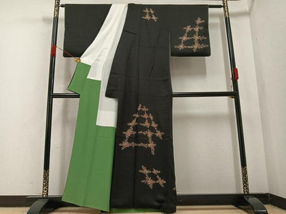 平和屋着物●訪問着 草花文 金彩 正絹 逸品 AABA6443ph